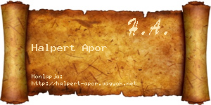Halpert Apor névjegykártya